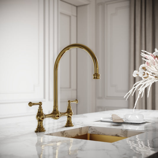 Celeste 2-Hole Traditional Kitchen Tap Polished Brass