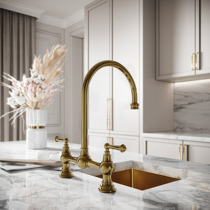 Celeste 2-Hole Traditional Kitchen Tap Polished Brass