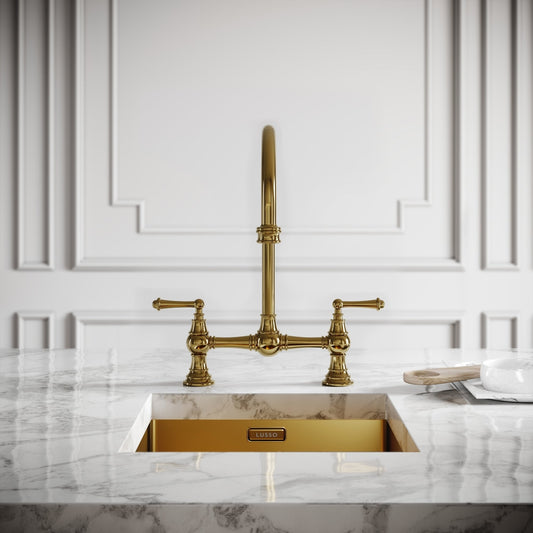 Celeste 2-Hole Traditional Kitchen Tap Polished Brass