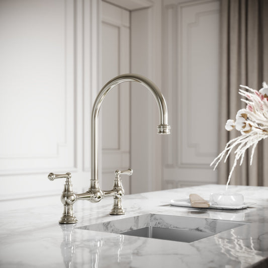 Celeste 2-hole Traditional Kitchen Tap Polished Nickel