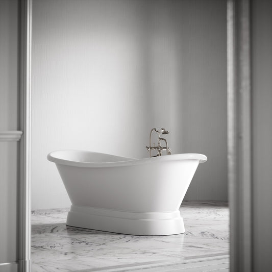 Charsley Primed White Freestanding Roll Top Cast Iron Bath 1500mm