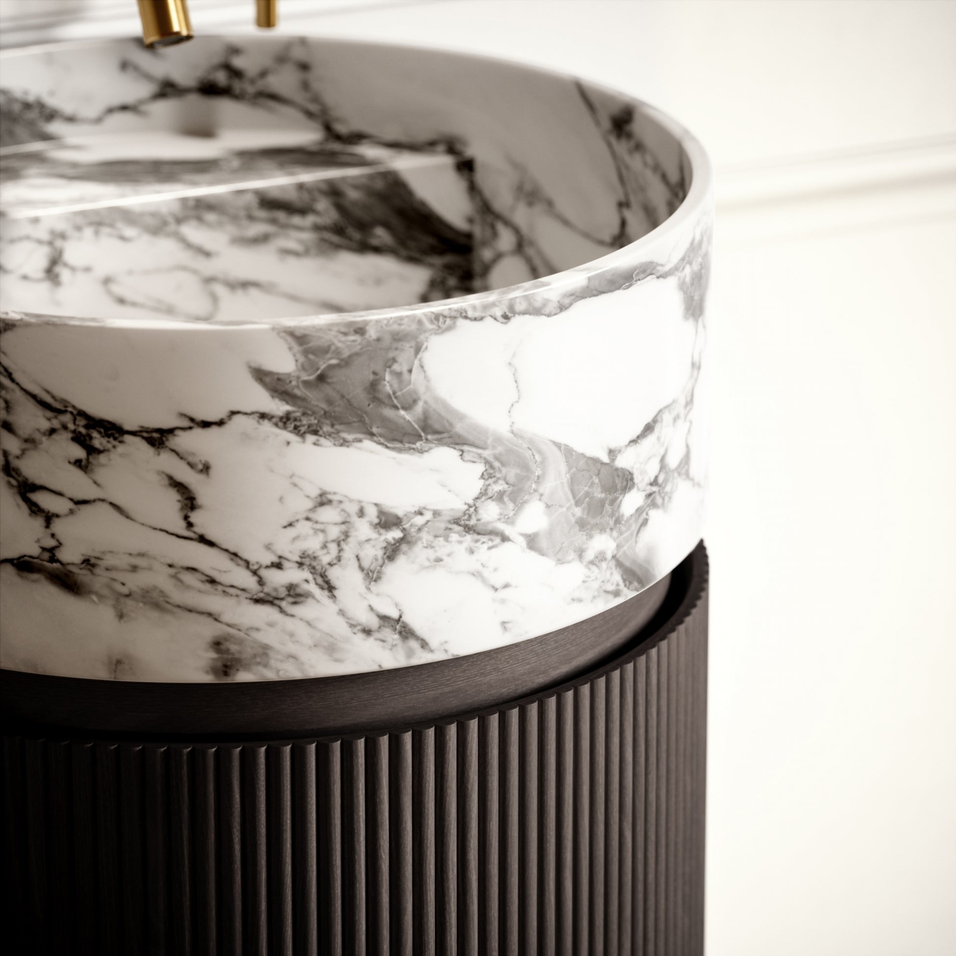 Chic Grey Oak Wood Grain Cylinder Vanity Unit 450mm