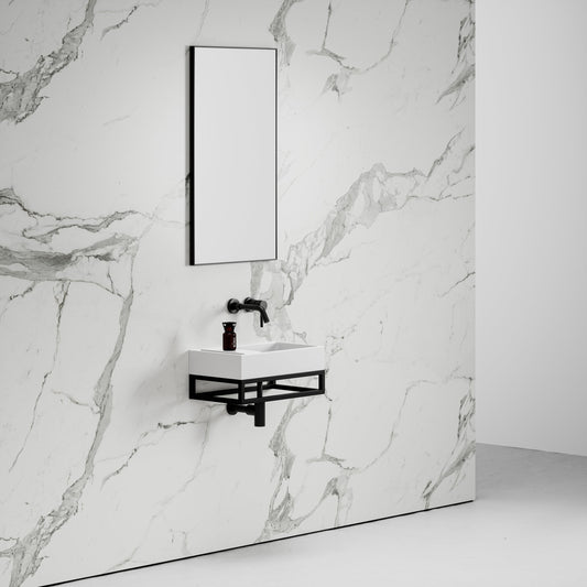 Ciro Matte White Vanity Unit with Stone Basin 500mm
