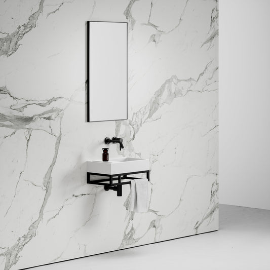 Ciro Matte White Vanity Unit with Stone Basin 500mm