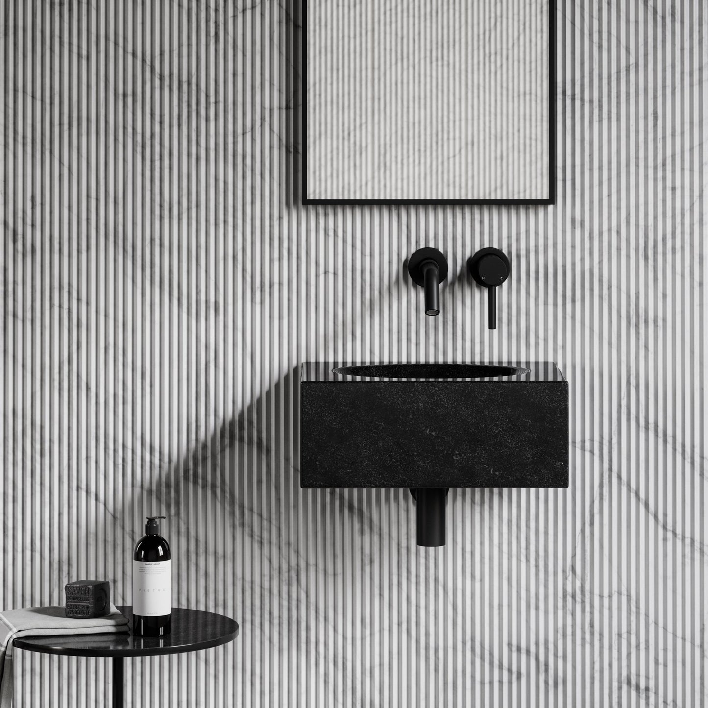 Coco Blue Limestone Marble Wall Hung Basin 400mm