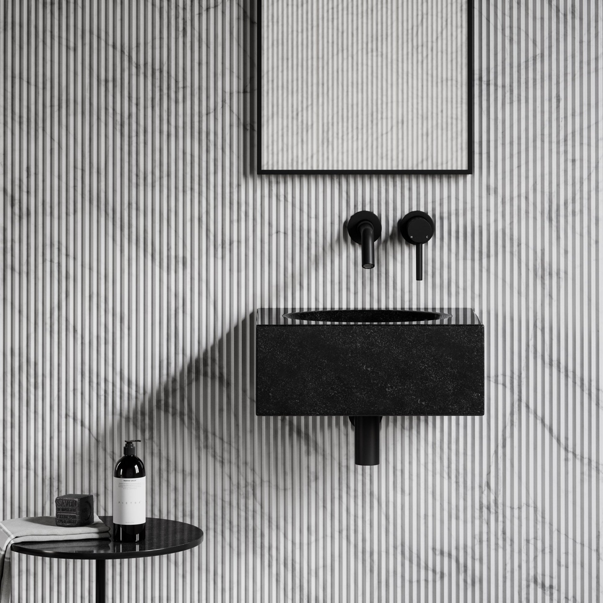 Coco Blue Limestone Marble Wall Hung Basin 400mm