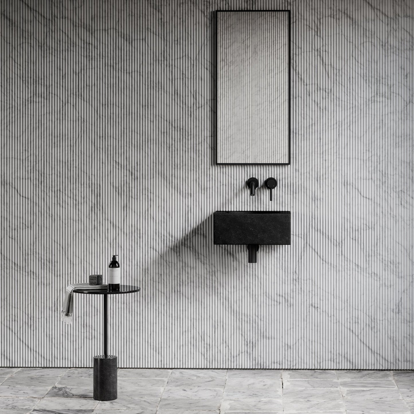 Coco Blue Limestone Marble Wall Hung Basin 400mm