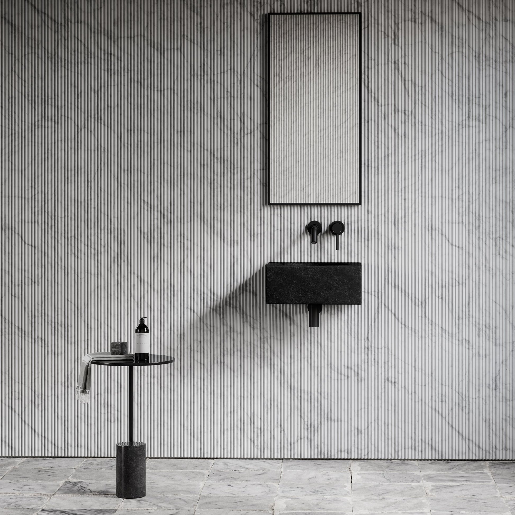 Coco Blue Limestone Marble Wall Hung Basin 400mm