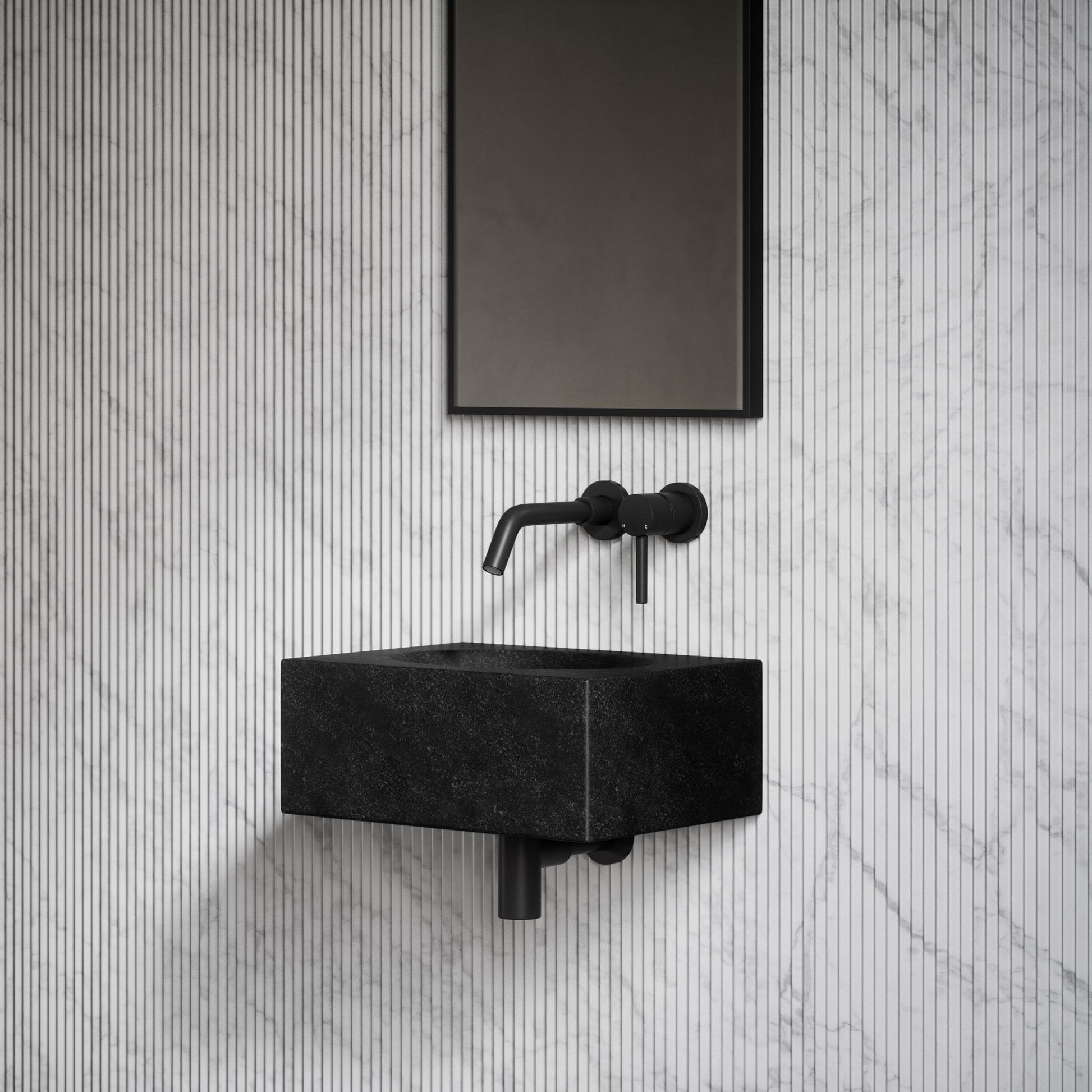Coco Blue Limestone Marble Wall Hung Basin 400mm