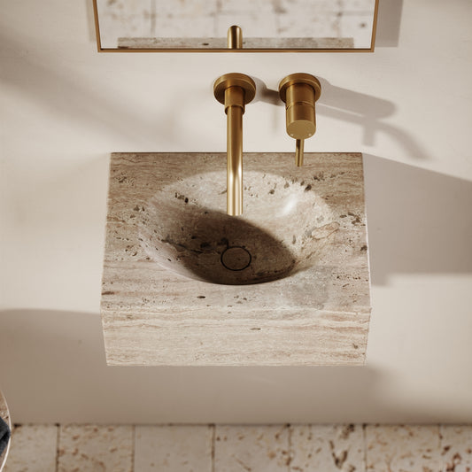 Coco Travertine Stone Wall Mounted Basin 400mm