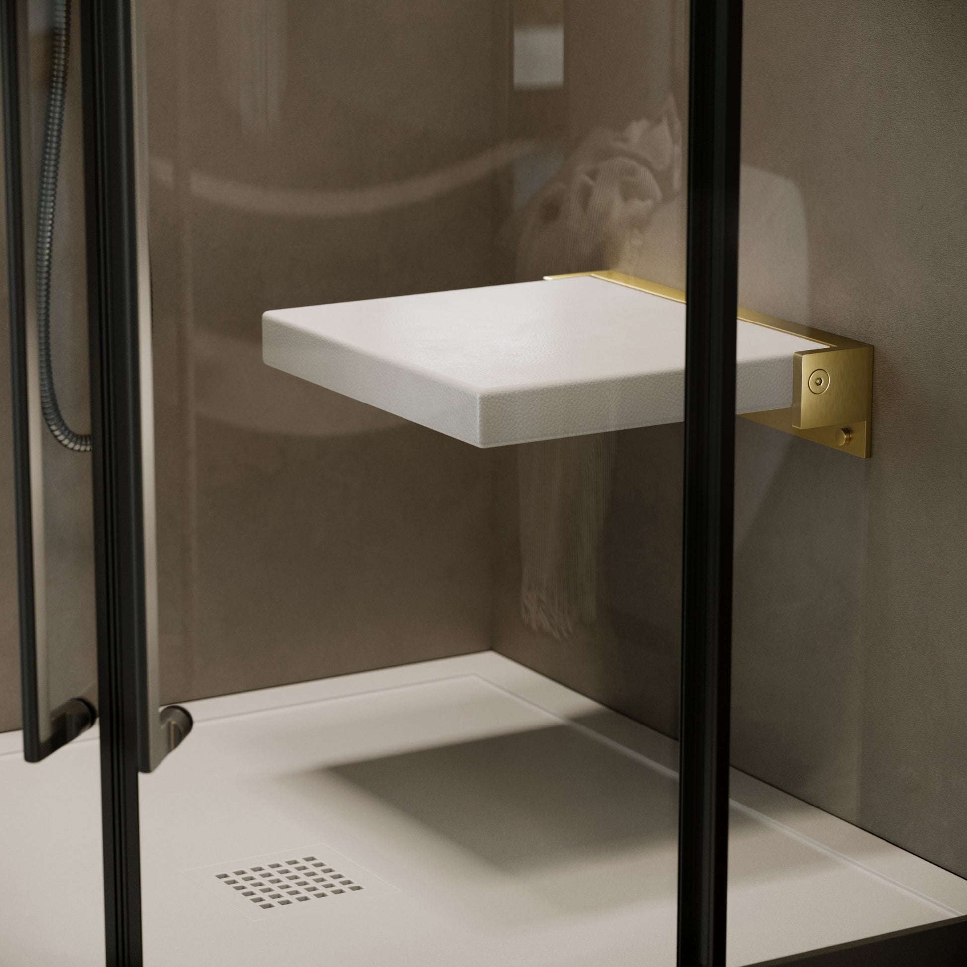 Comfort Brushed Gold Folding Shower Seat