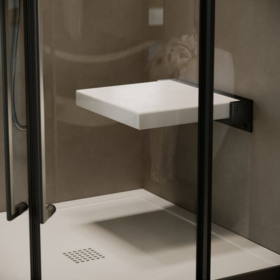 Comfort Matte Black Folding Shower Seat