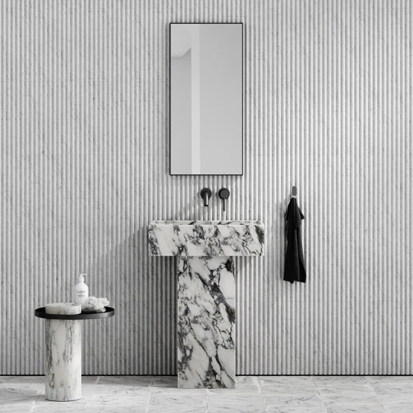 Concerto Arabescato Marble Pedestal Basin 600mm