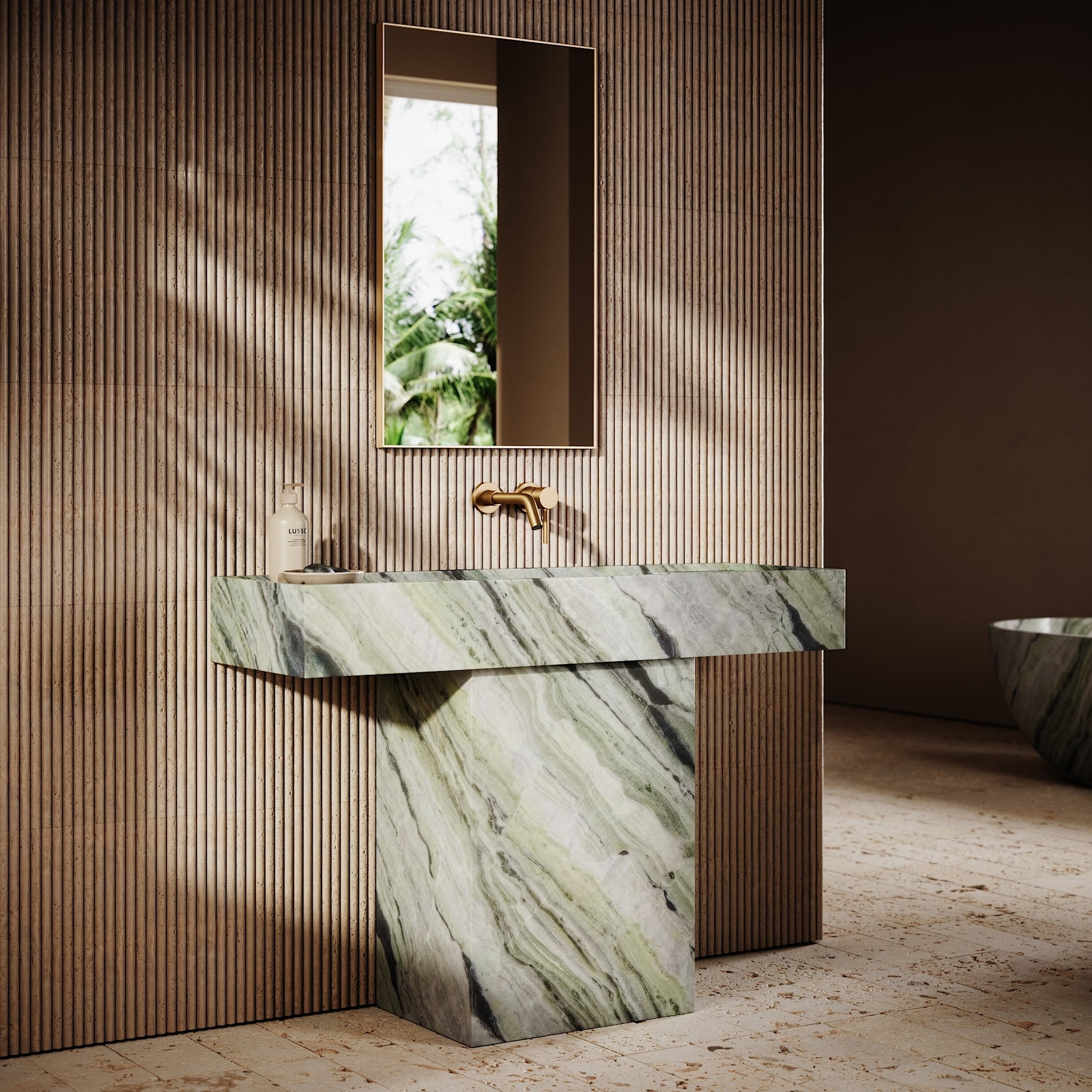 Concerto Jade Green Marble Pedestal Basin 1200mm