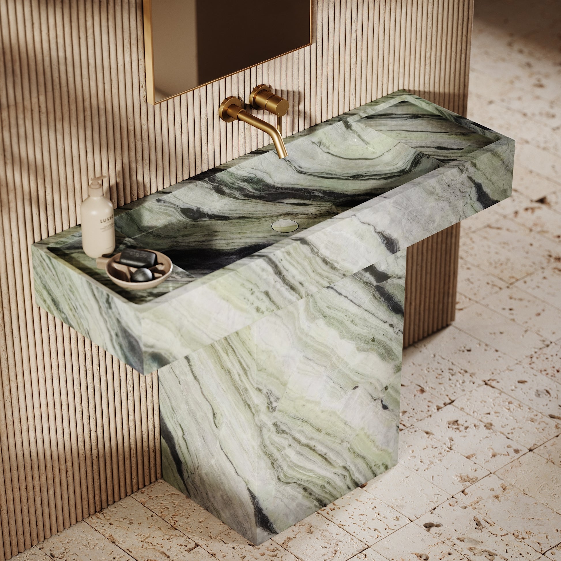 Concerto Jade Green Marble Pedestal Basin 1200mm