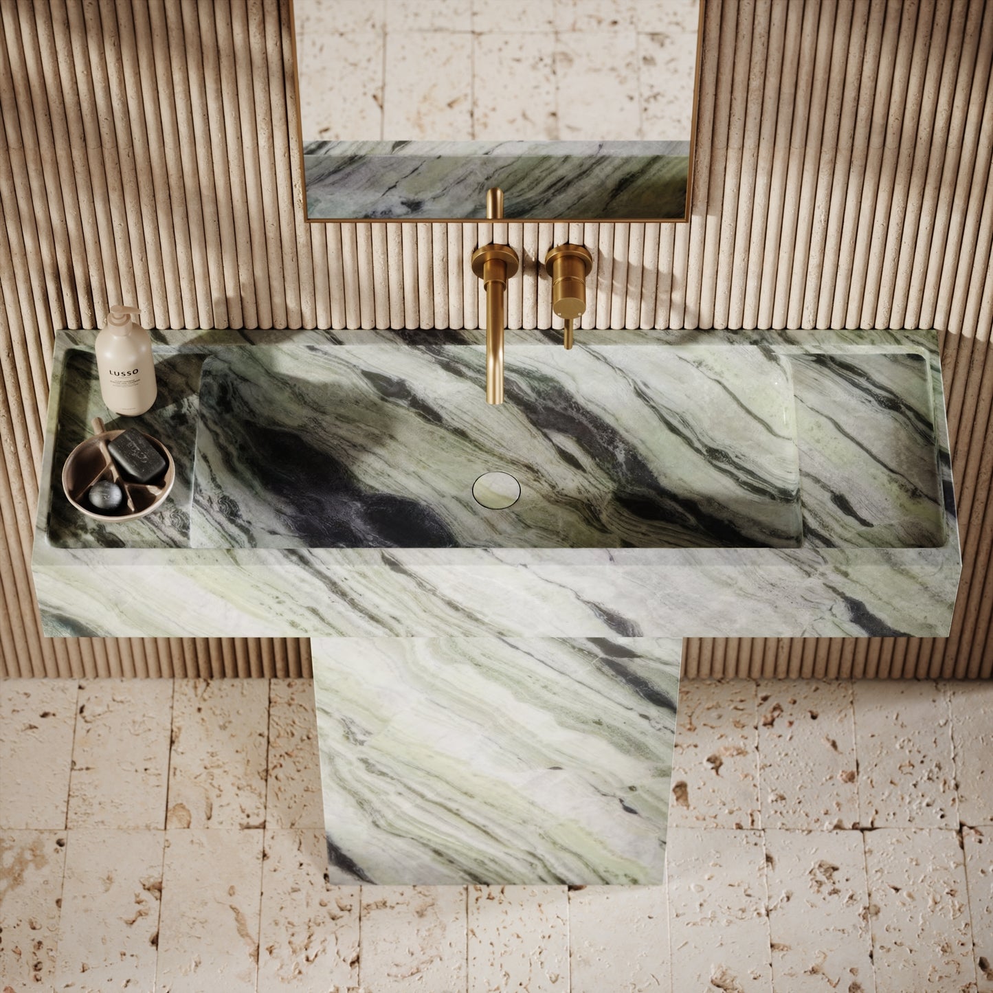 Concerto Jade Green Marble Pedestal Basin 1200mm