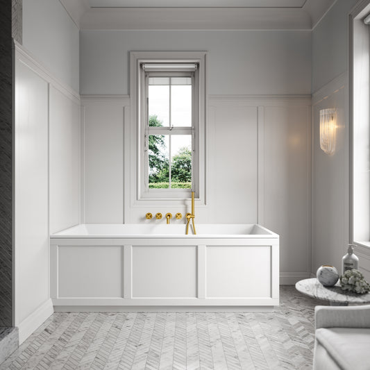 Connaught Matte Cream Wooden Adjustable Bath Front Panel 1500mm