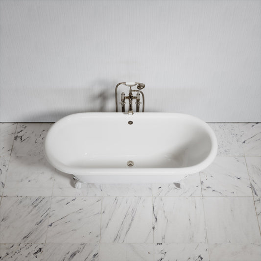 Connaught Matte White Freestanding Roll Top Cast Iron Bath 1675mm