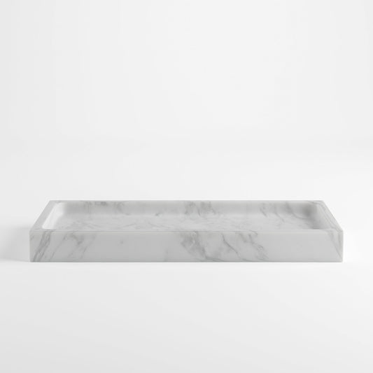 Consero Carrara Marble Large Rectangular Tray