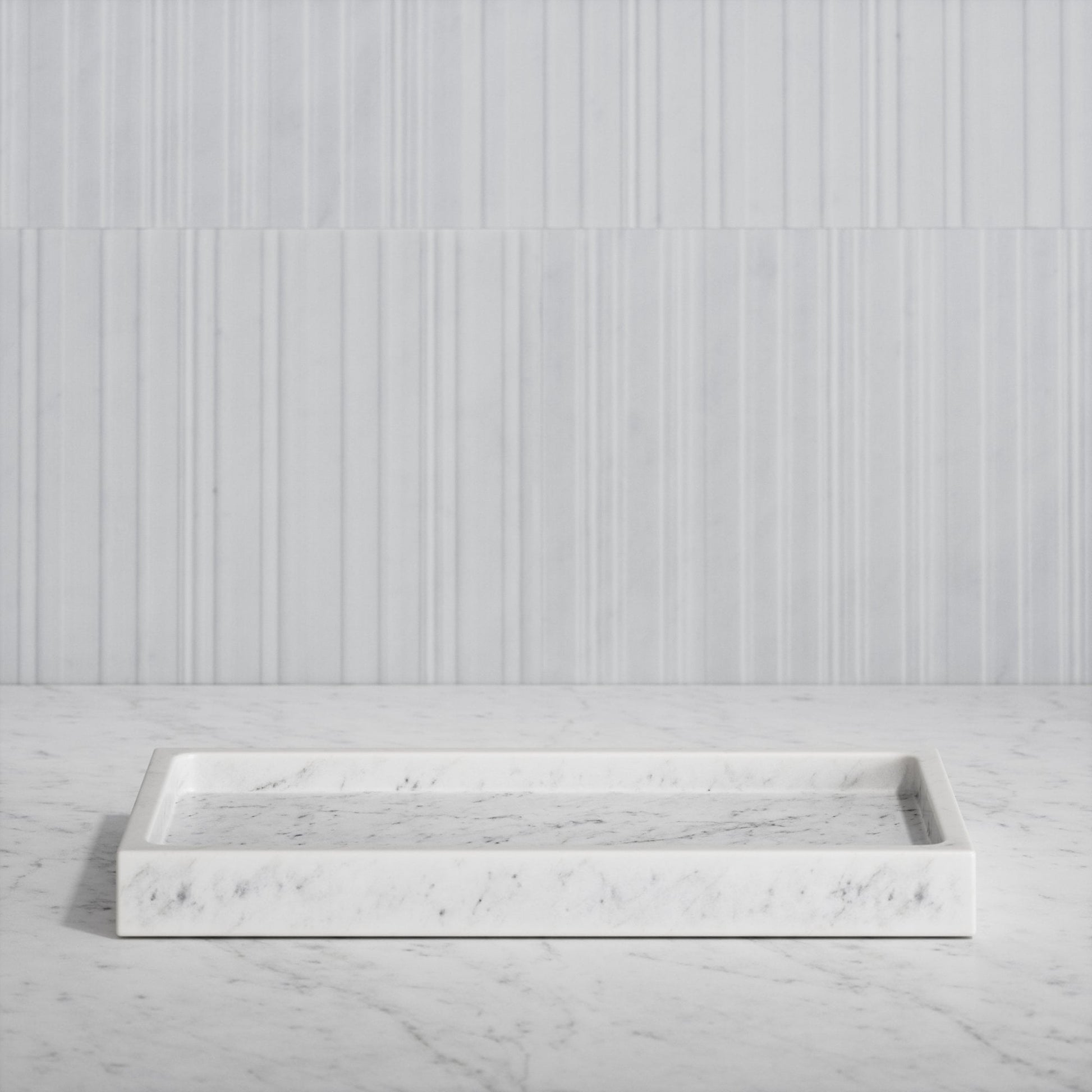 Consero Carrara Marble Large Rectangular Tray