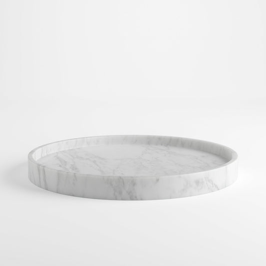 Consero Carrara Marble Large Round Tray