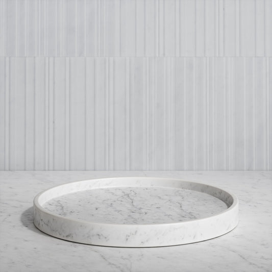 Consero Carrara Marble Large Round Tray