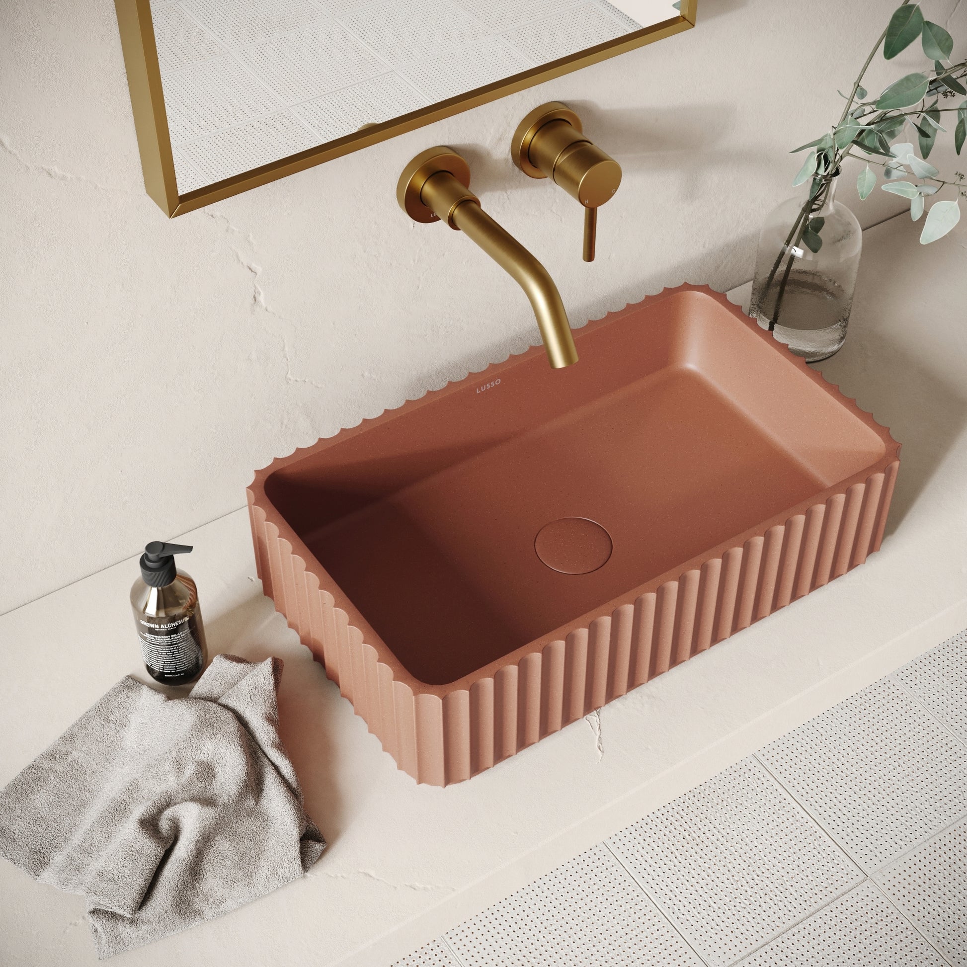 Costolato Terracotta Concrete Countertop Basin 500mm