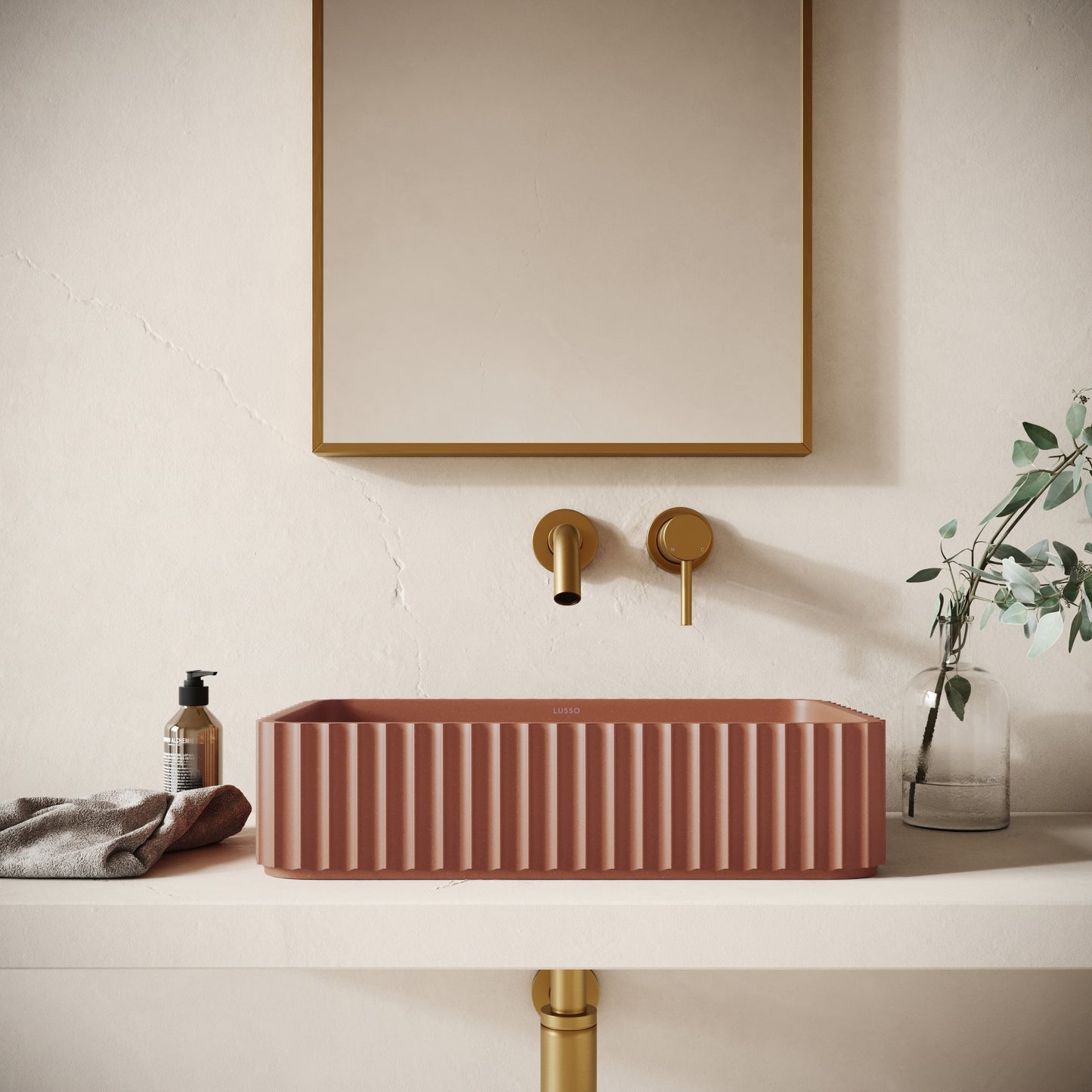 Costolato Terracotta Concrete Countertop Basin 500mm