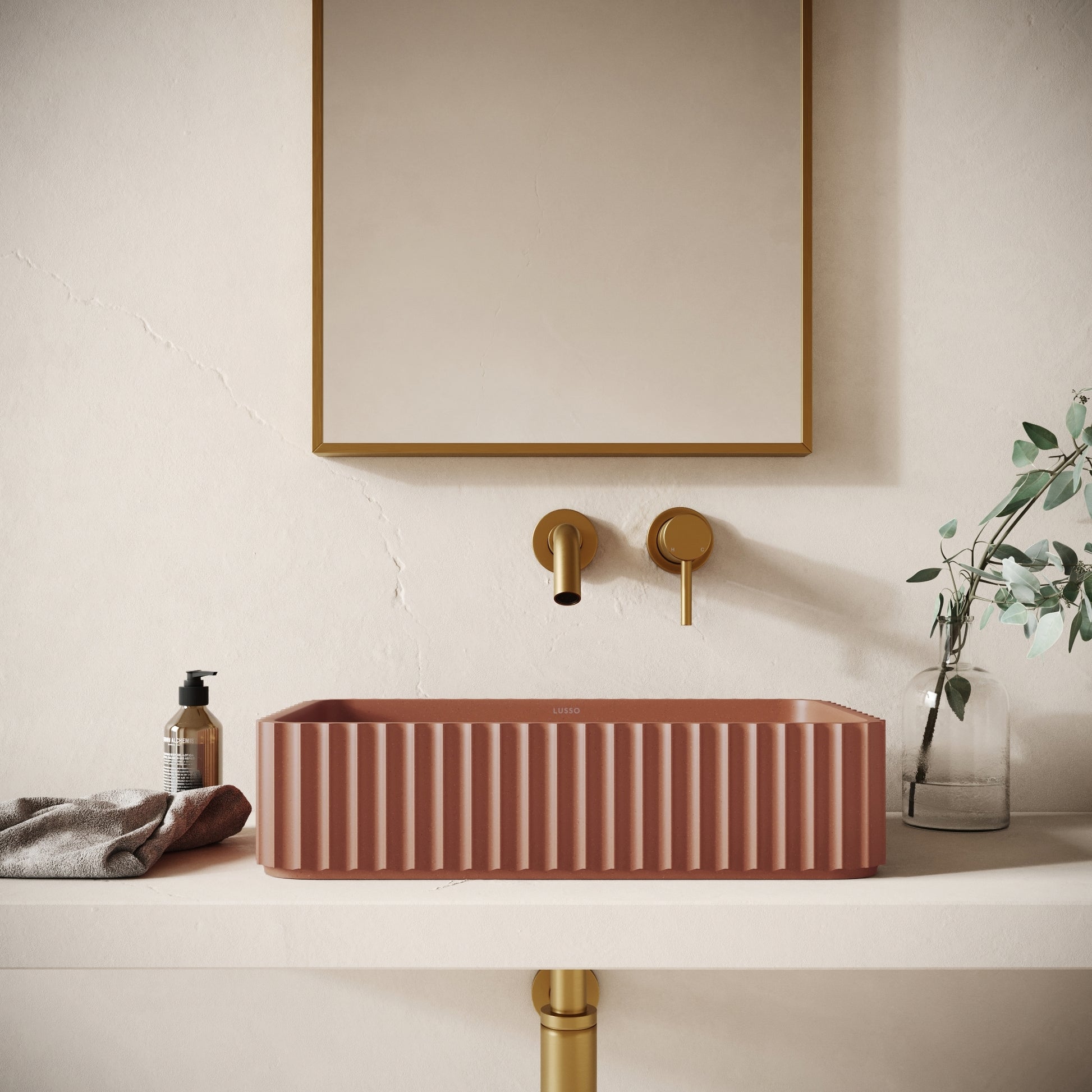 Costolato Terracotta Concrete Countertop Basin 500mm