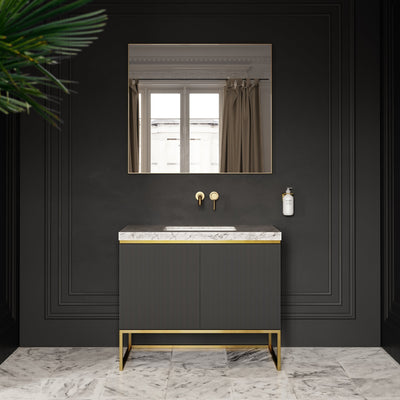 Couture Matte Black Floorstanding Fluted Vanity Unit 1000mm