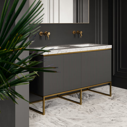 Couture Matte Black Floorstanding Fluted Vanity Unit 1400mm