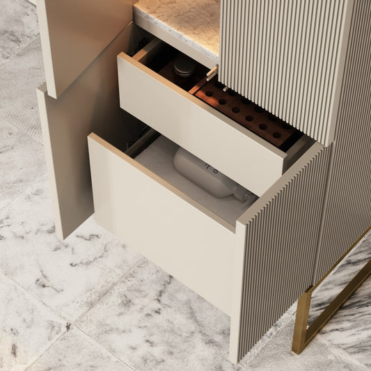 Couture Matte Velvet Beige Beauty Storage Cabinet 500mm