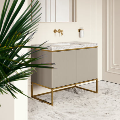 Couture Matte Velvet Beige Floorstanding Vanity Unit 1000mm