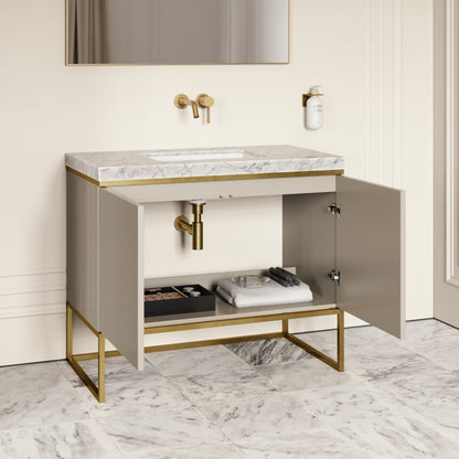 Couture Matte Velvet Beige Floorstanding Vanity Unit 1000mm