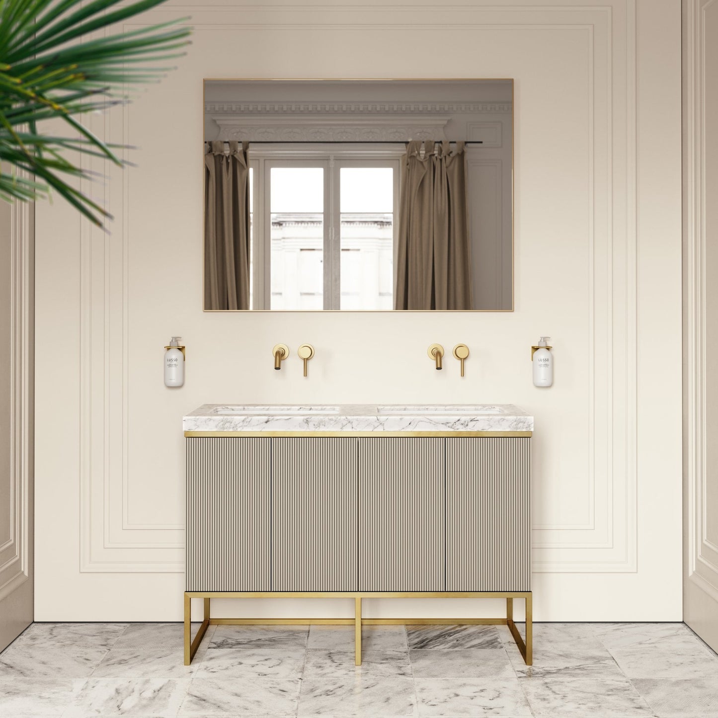 Couture Matte Velvet Beige Floorstanding Vanity Unit 1200mm