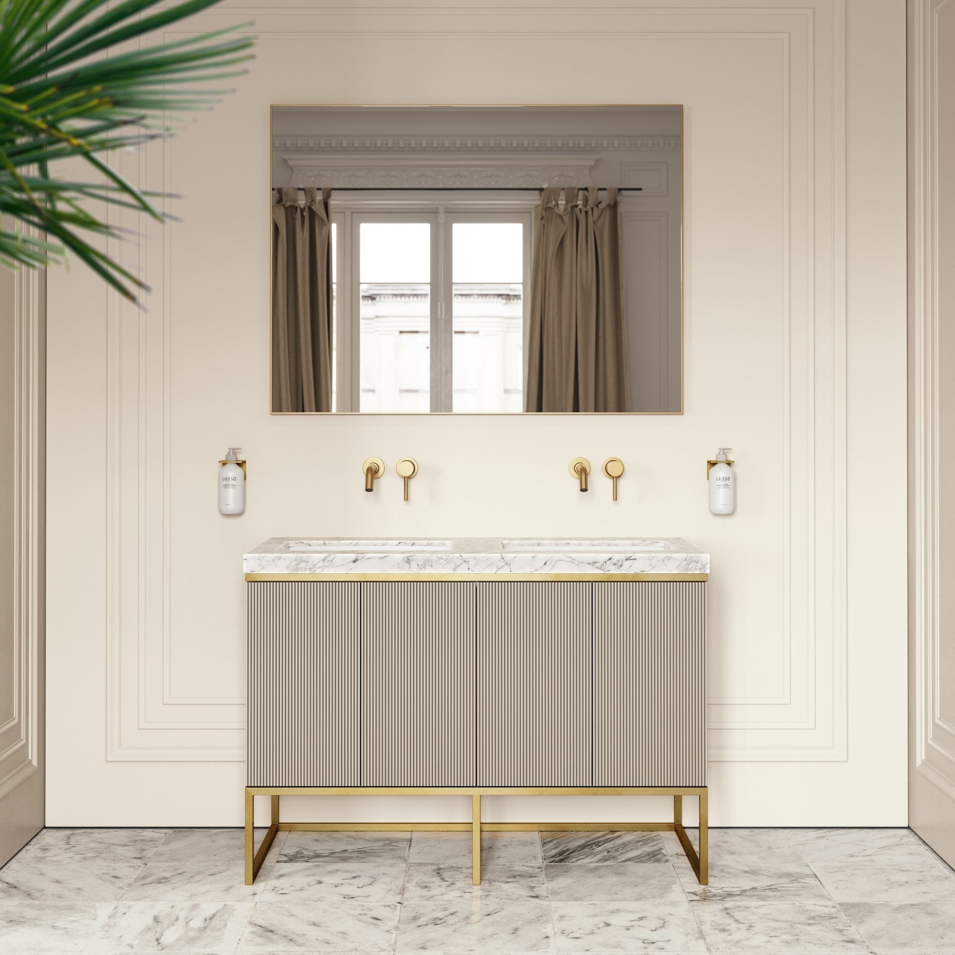 Couture Matte Velvet Beige Floorstanding Vanity Unit 1200mm