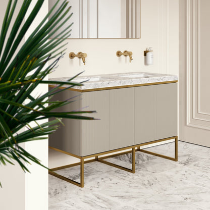 Couture Matte Velvet Beige Floorstanding Vanity Unit 1200mm