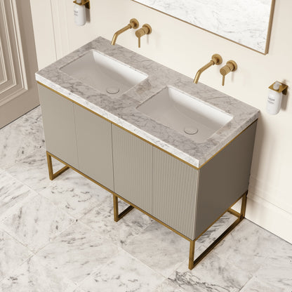 Couture Matte Velvet Beige Floorstanding Vanity Unit 1200mm