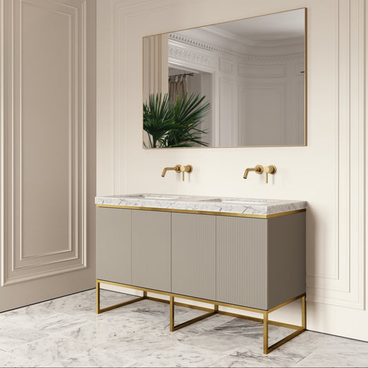 Couture Matte Velvet Beige Floorstanding Vanity Unit 1400mm