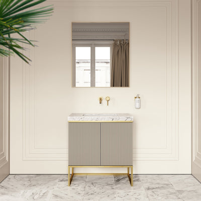 Couture Matte Velvet Beige Floorstanding Vanity Unit 800mm