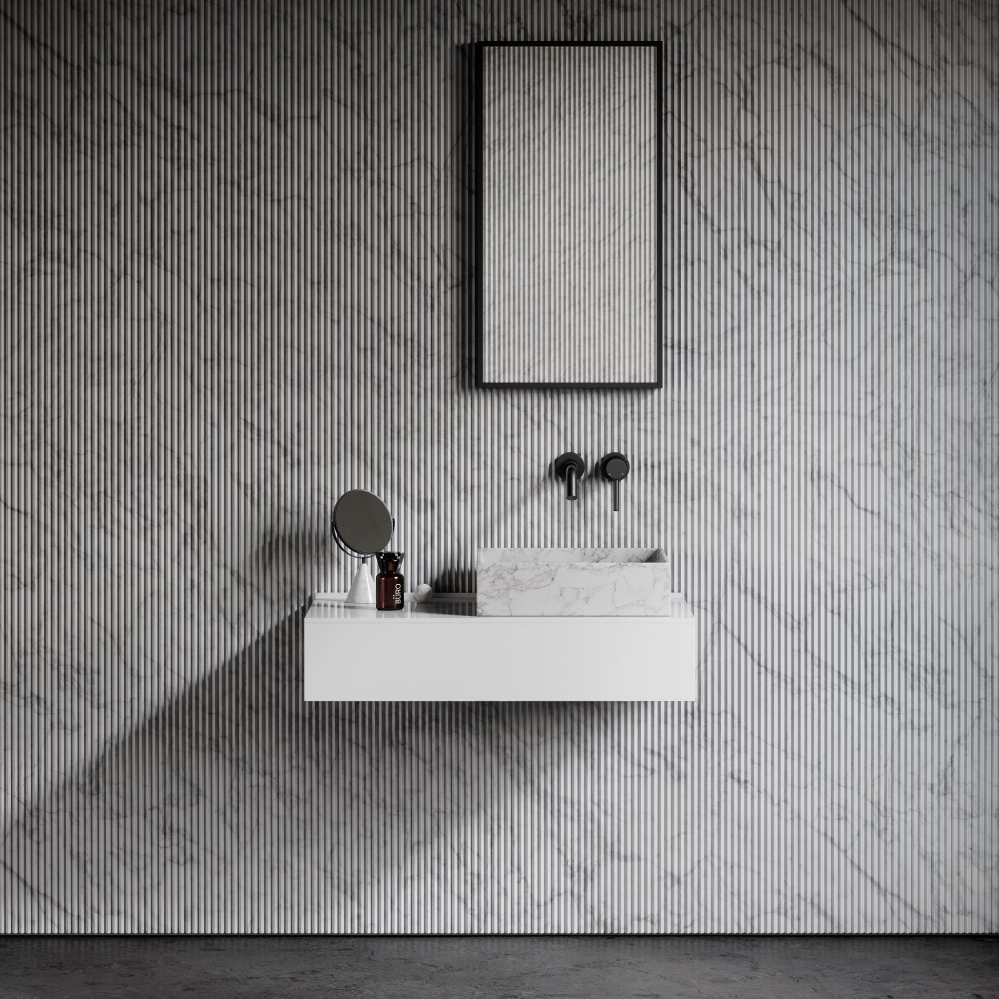 Cube Carrara Marble Countertop Basin 400mm