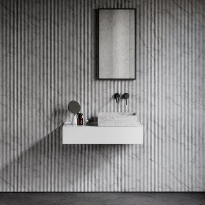 Cube Carrara Marble Countertop Basin 400mm