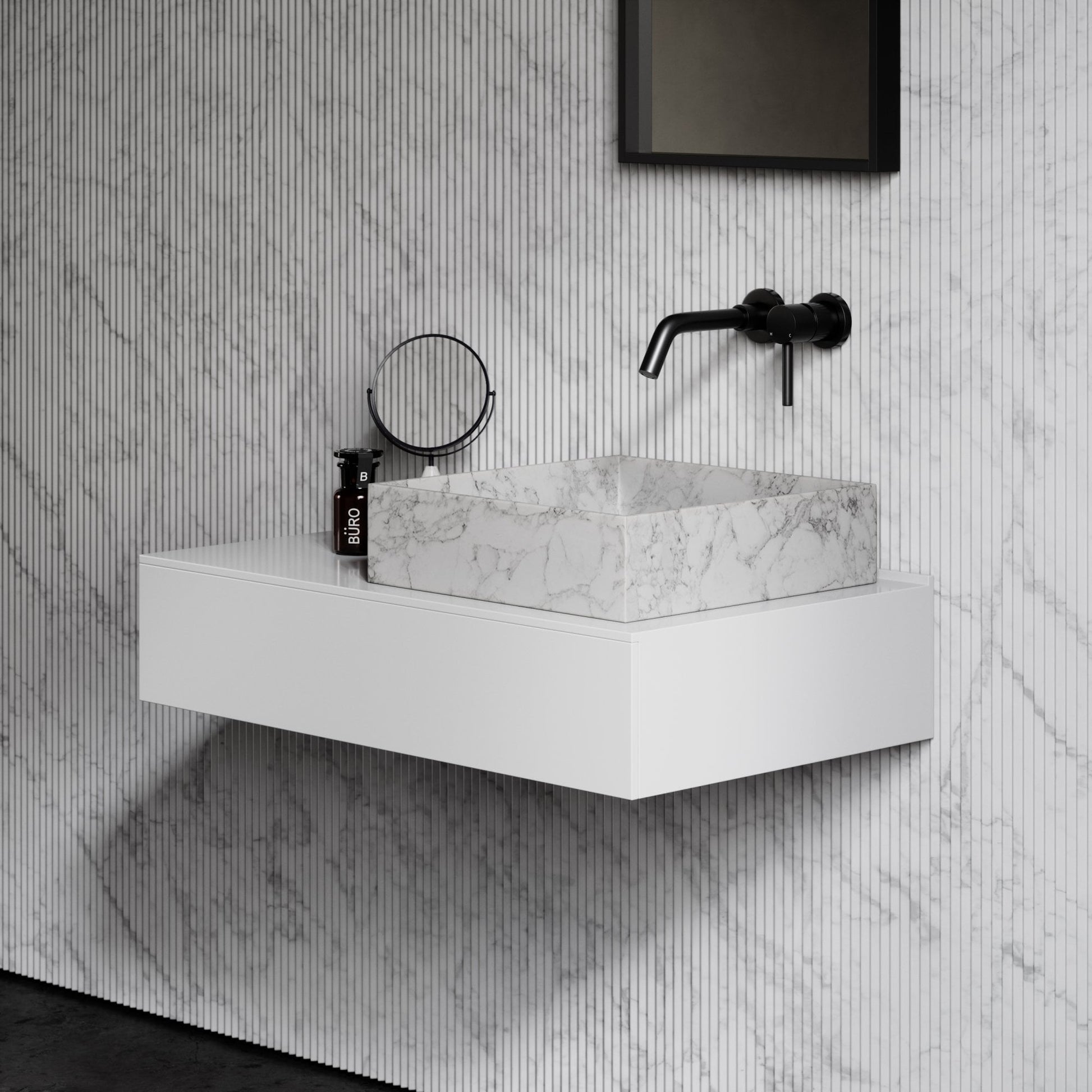 Cube Carrara Marble Countertop Basin 400mm