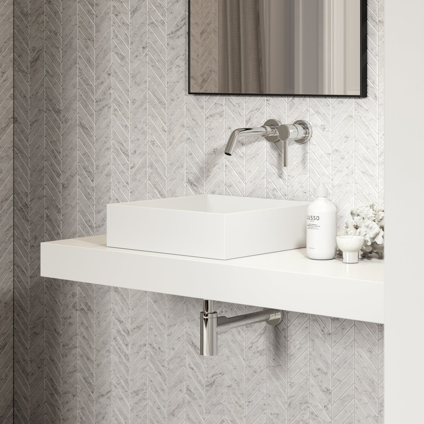 Cube Countertop Stone Basin 400mm