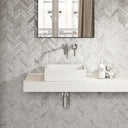 Cube White Countertop Stone Basin 400mm