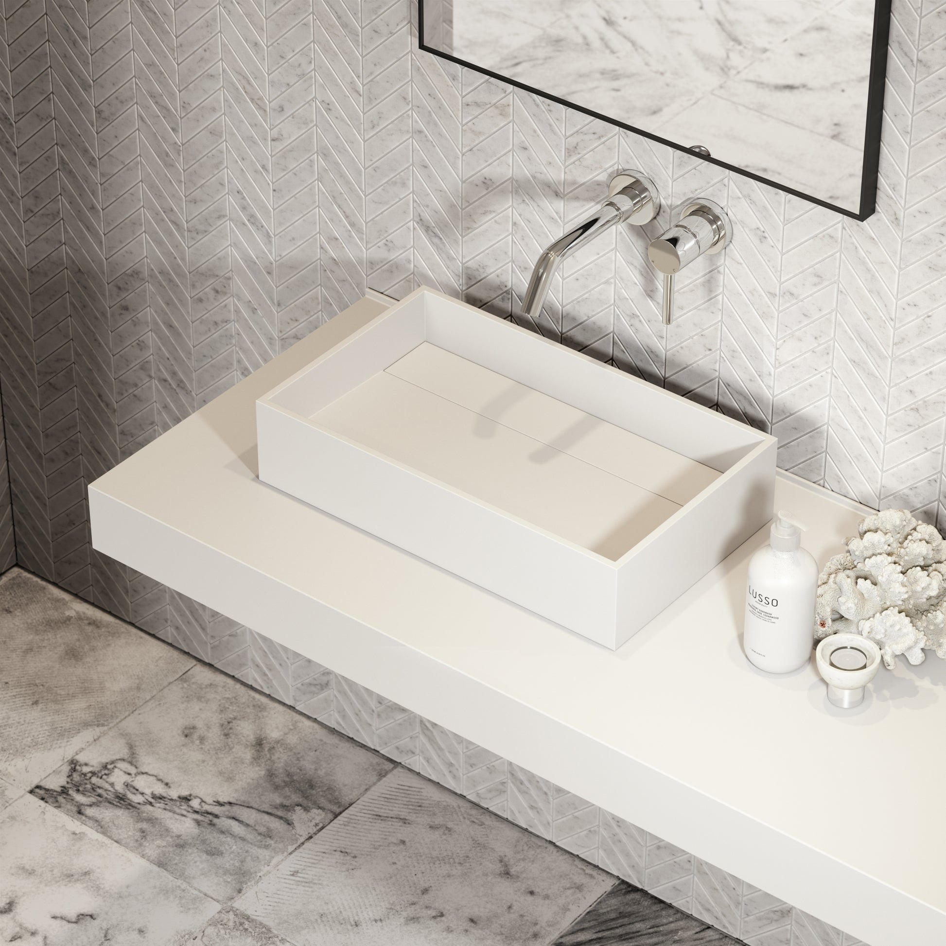 Cube Countertop Stone Basin 500mm