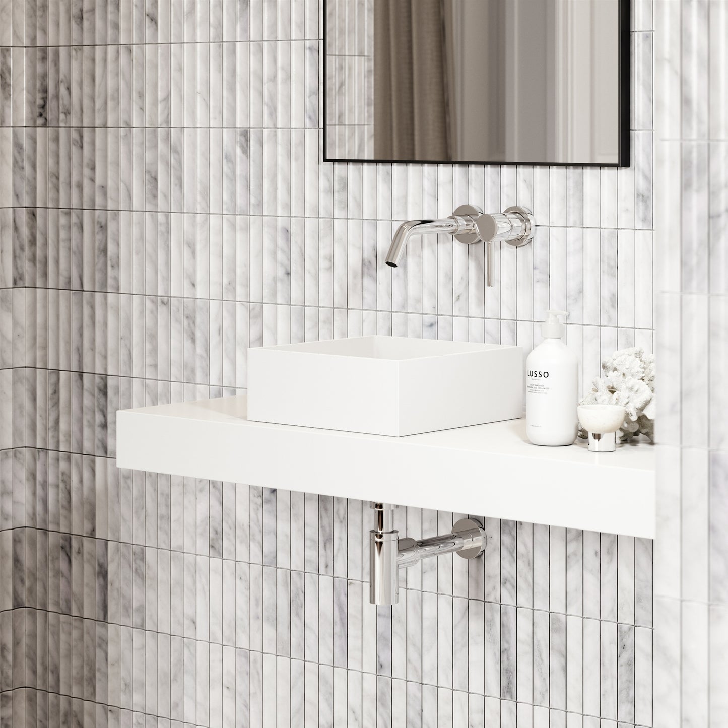 Cube Petite Square Countertop Stone Basin 300mm