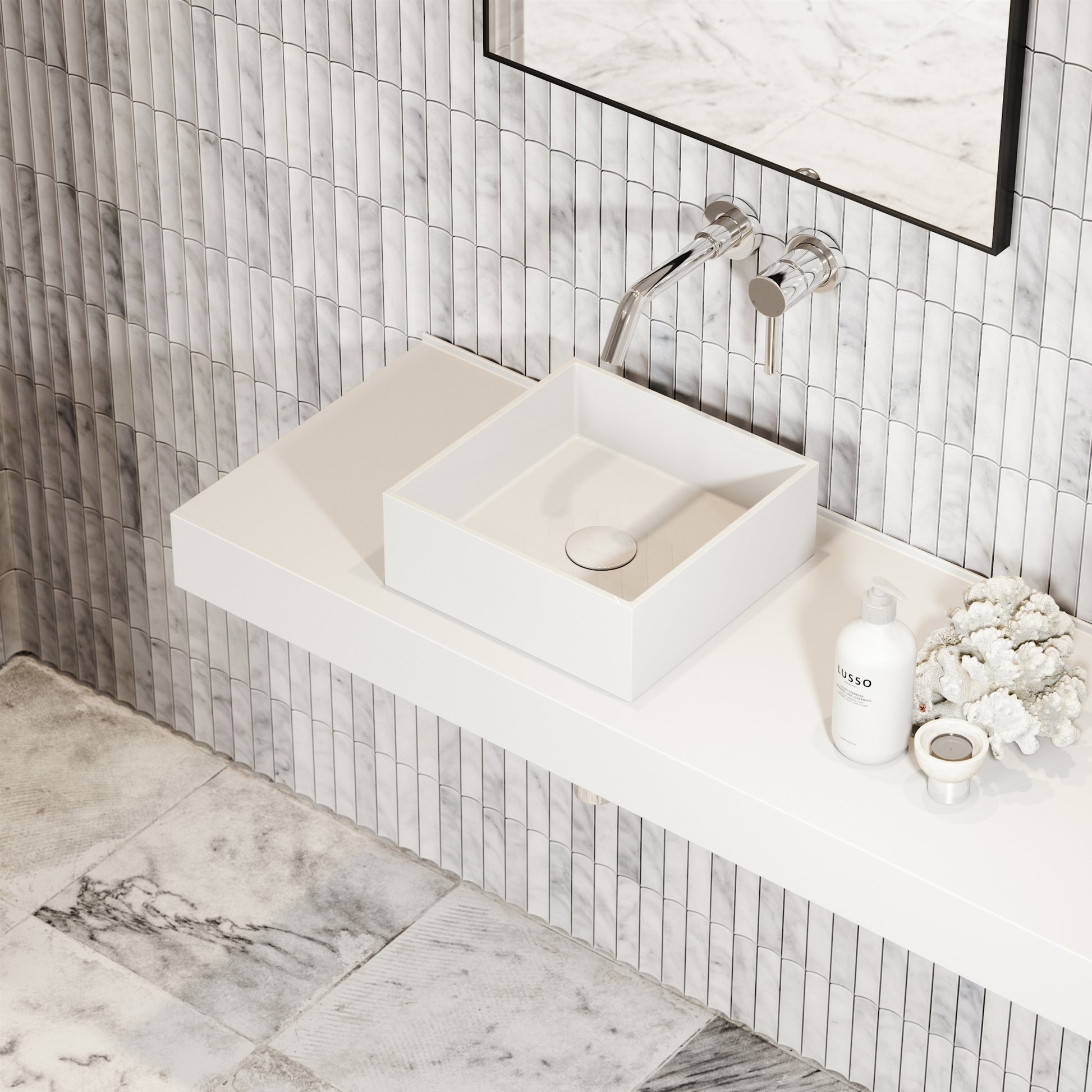 Cube Petite Square Countertop Stone Basin 300mm