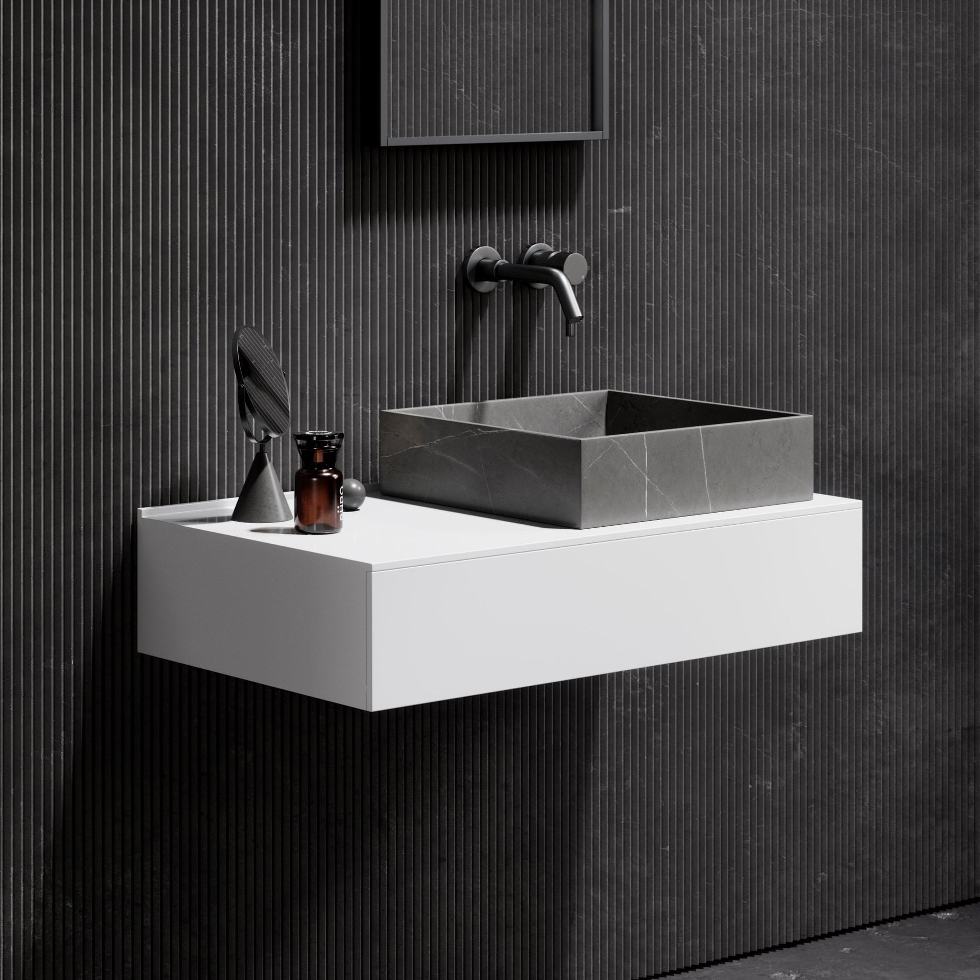 Cube Pietra Grey Marble Countertop Basin 400mm