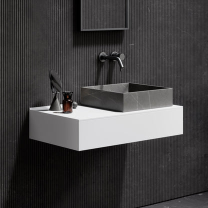 Cube Pietra Grey Marble Countertop Basin 400mm